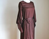 early 1920s dress - AFTERNOON FROCK brown silk dress / S