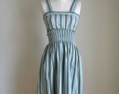 vintage 50s/60s sundress - RAIN  or SHINE chambray striped pinafore dress / xxs-xs