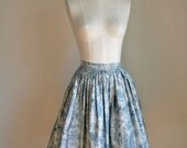 vintage 50s novelty print skirt - GARDEN PARTY full skirt / little girl size 8-10 or xxs