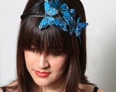 Turquoise Butterfly Headband - woodland, fairy tale, bride, forest, teal
