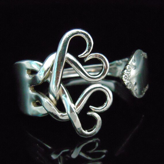 Antique Silverware Jewelry Fork Bracelet in Original Weaving Hearts Design