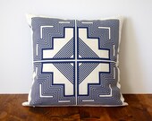 Native Quilt Pillow - Navy Blue / indigo / screen printed organic cotton