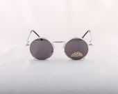 Vintage 80s Silver Round Circle Sunglasses