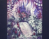 aceo original fantasy waterfall landscape with glitter POST FREE
