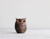 Vintage Ceramic Owl Incense Burner / 1970s Stoneware Owl Dish