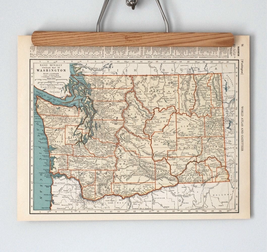 1930s Antique State Maps of Washington and Virginia