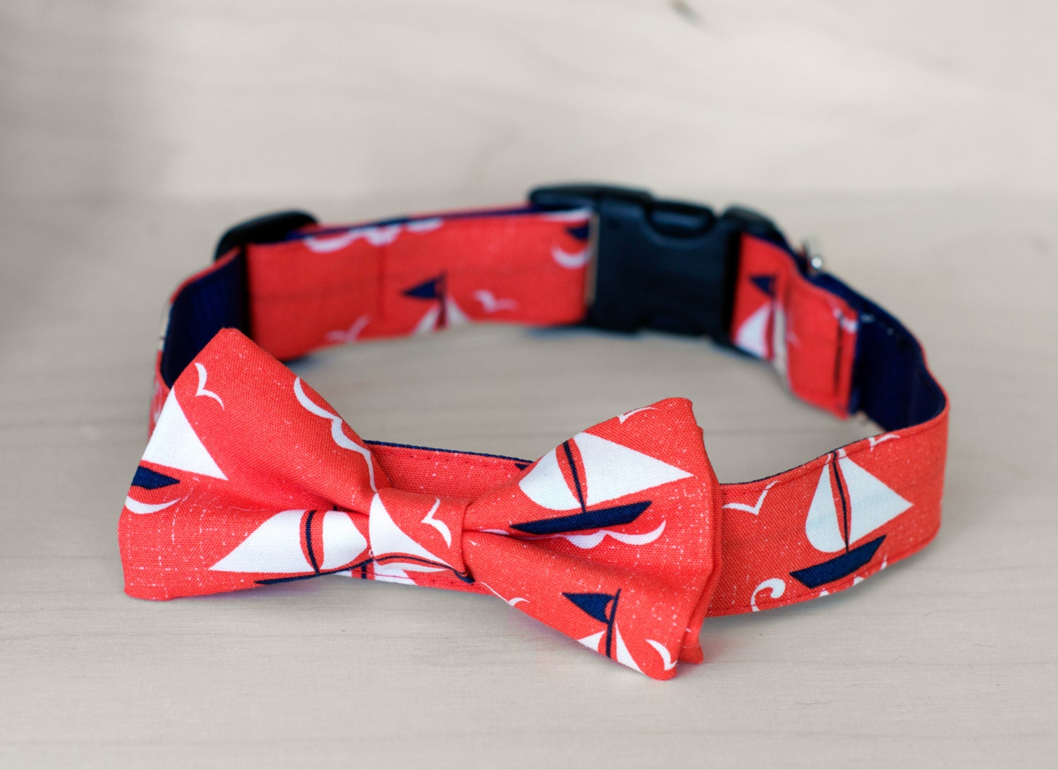 Red Sailboat Dog Bow Tie Collar