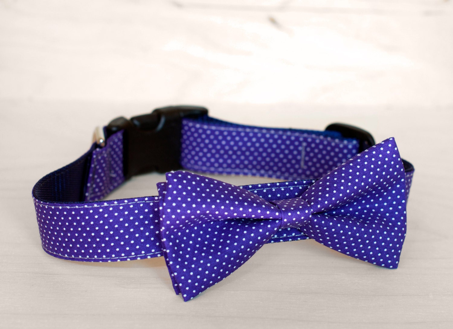 Purple Dot Dog Bow Tie Collar