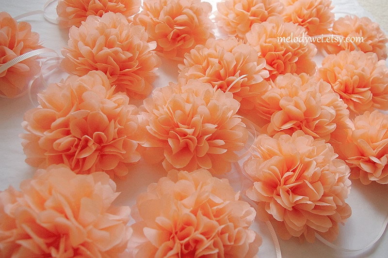 36 napkin rings with satin ribbon - napkin holders - tissue paper flowers - Wedding Ceremony Decoration