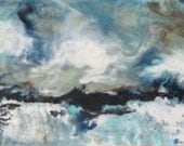 Original Encaustic Painting, Bee's Wax -Seaside Blues 6 x 12