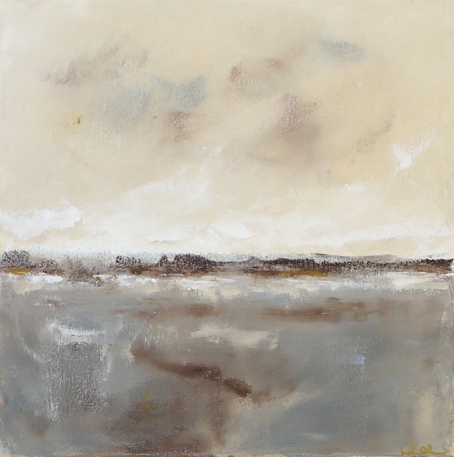Neutral Landscape Painting Original Art - Seaside Neutrals 20 x 20