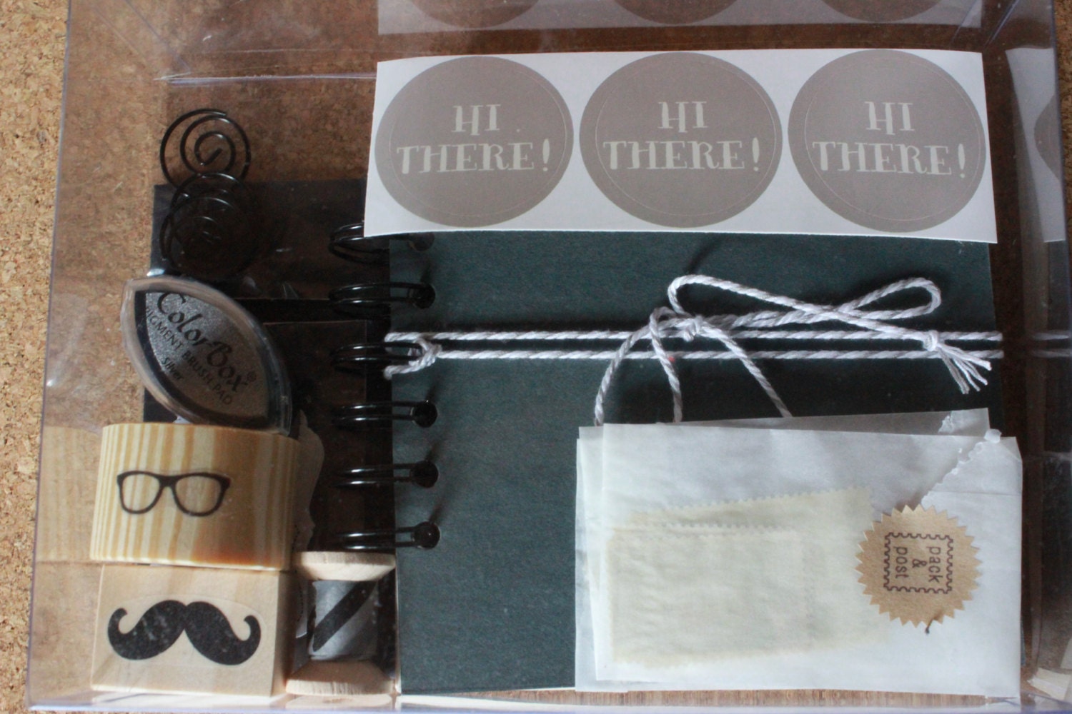 Complete Snail Mail Letter Writing Kit with Black Hipster Theme for Starter Pen Pal or Mail Artist