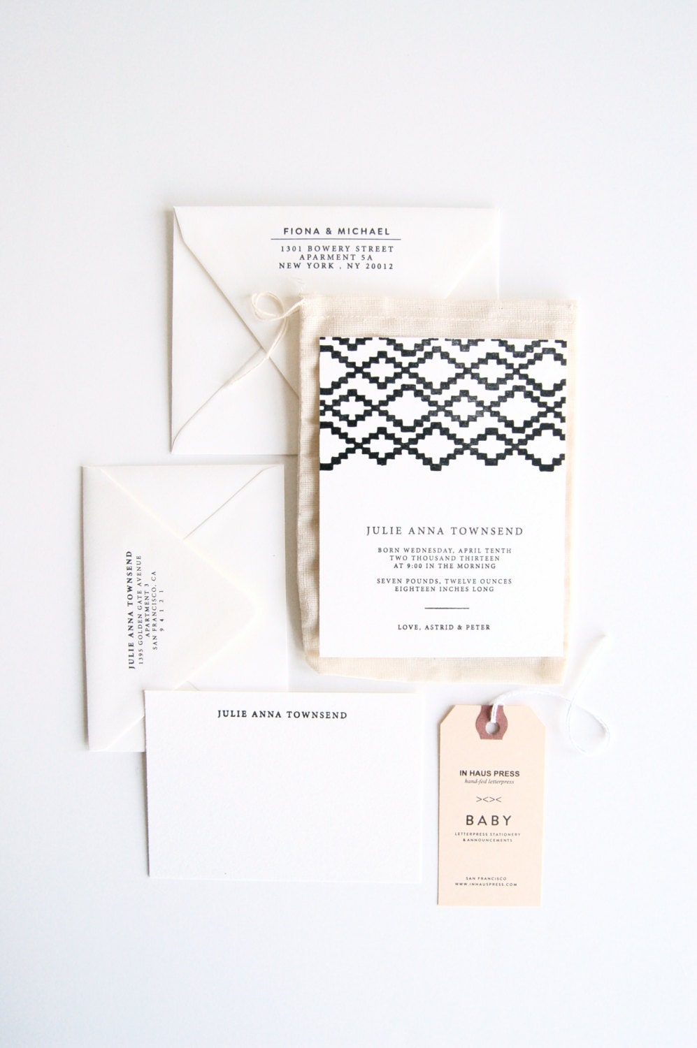 Julianna: Baby Announcements & Stationery Set