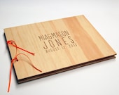 DIY engraved guest book wood wedding personalized bridal engagement rustic modern // modern