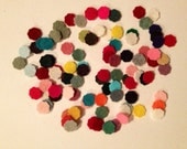 Wool Felt Scalloped Circles 100 - 1/2 inch Random Colored. 1753