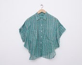 NOS vintage 80s crop shirt sheer green size M