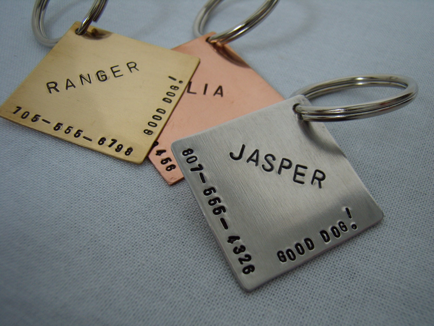 Diamond Pet ID Tag - copper brass aluminum