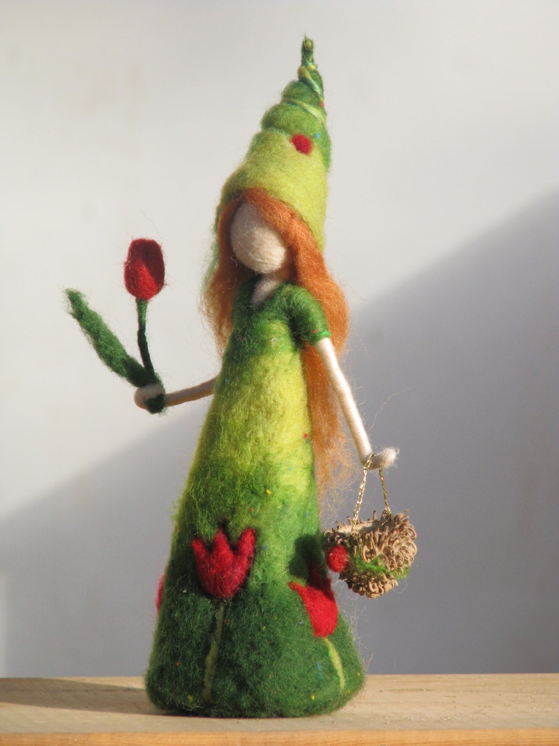 Needle felted waldorf inspired doll Its time for the tulip girl to come