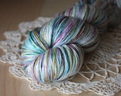 Hand Dyed Yarn / Teal Magenta Sea Green Silk Merino Wool / Fingering Weight