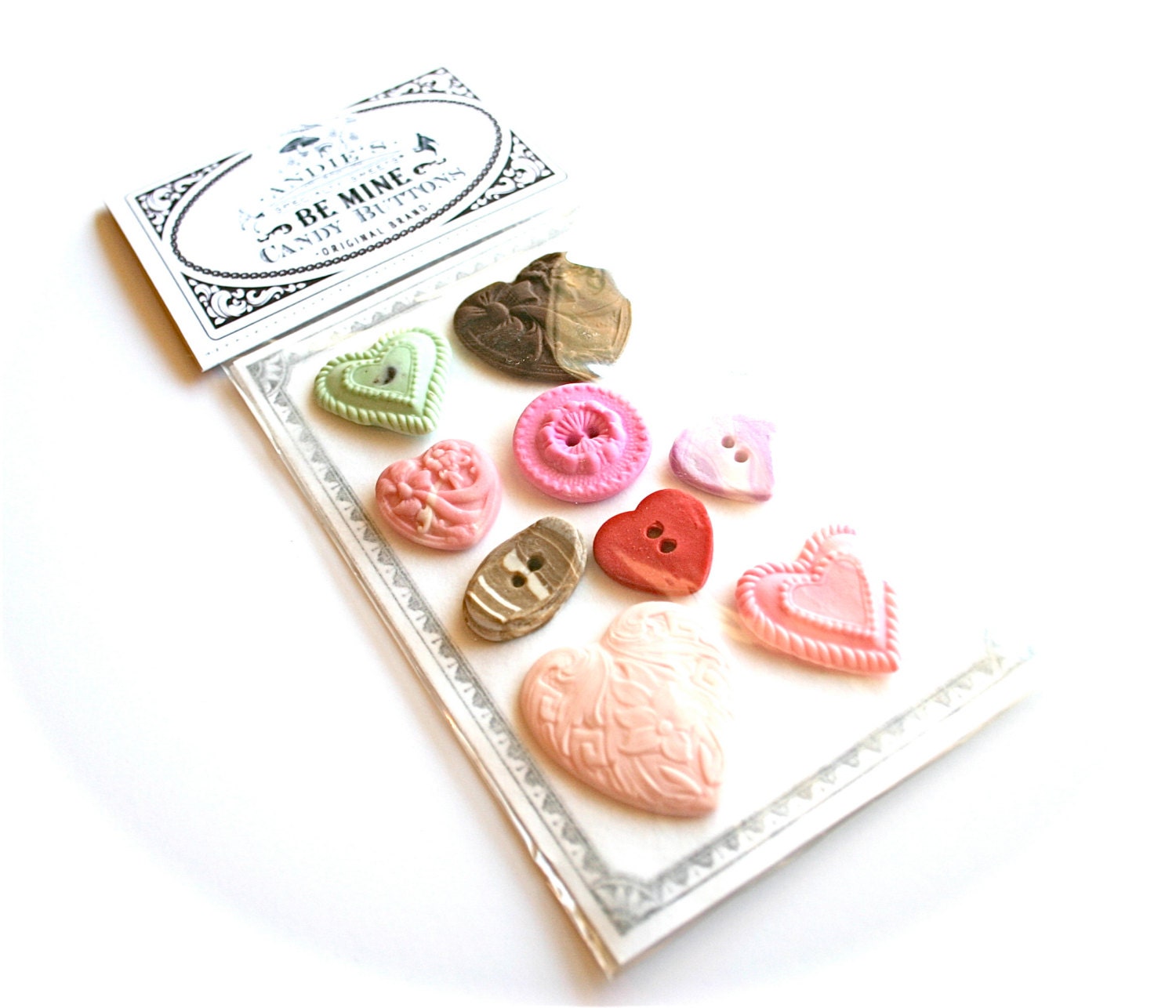 Edible Vintage Candy Buttons On a Vintage Style Button Card. Assorted Flavors and Colors. Valentine's Day Candy.