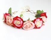 rose crown headband hair wreath - 'hey indio', romantic statement headpiece, large flower crown, oversized, woodland.