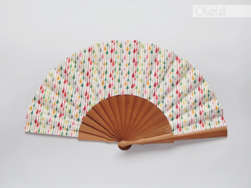 Spanish hand held fan - raindrops