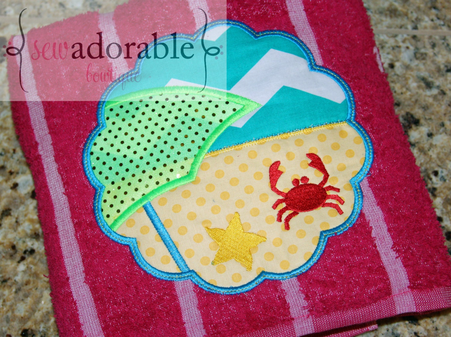 FREE MONOGRAMMING - "The Beach Scene" Beach Towel