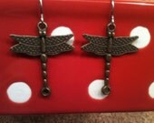DRAGONFLY Simple Metal Dangle Earrings Hypo Allergenic Ear Wires Celebrate Nature