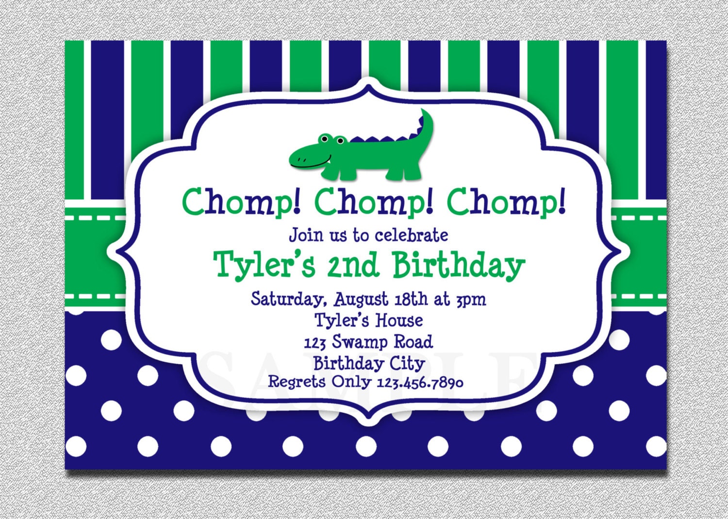 Alligator Birthday Invitation Preppy Alligator Birthday Invitations Boys or Girls Il_170x135