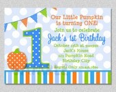 Pumpkin Birthday Invitation Fall 1st Birthday Party Invites Boys or Girls Il_170x135