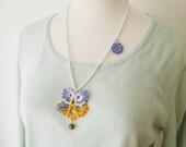 Irish Crochet Lace Jewelry (Irish Love 1-a) Fiber Art Jewelry Pendant Necklace