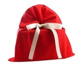 Big Red Organic Cotton Gift Bag for Valentines Day, Christmas or Any Occasion