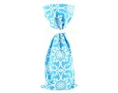 Elegant Blue & White Wine Bottle Bag for Wedding, Engagement, Birthday