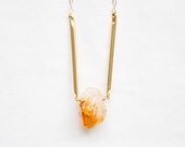 FRANCES // Citrine Necklace - raw yellow orange citrine nugget on a gold filled chain with bars - minimal geological jewellery