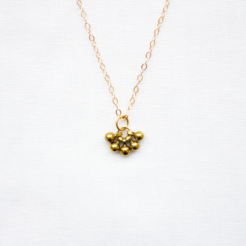 MILLIE // Tiny Gold Vintage Brass Beads Necklace on a Gold Filled chain - everyday vintage jewellery