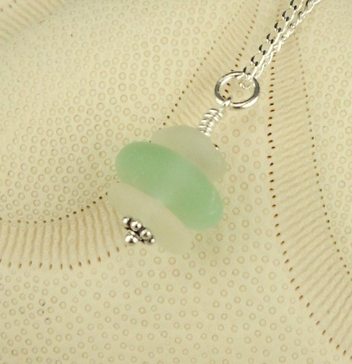 Sea Glass Jewelry Wire Wrapped Aqua Necklace
