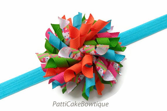 Colorful Hello Kitty Korker Hair Bow - Korker Headband - Hair Bow Korker - Toddler / Baby / Newborn Korker Hair Clip - Girls Korker Bow