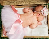 Pink Tutu Ensemble, Baby Tutu, Newborn Tutu, Sewn Eight Layer Tutu, Newborn Headband, Baby Headband, Photo Prop