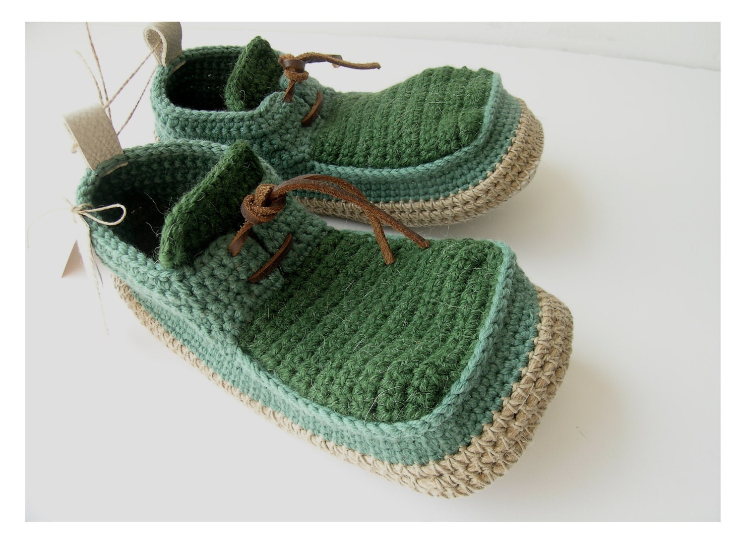 House Shoes with Leather Sole in dusty green - all adult shoe sizes