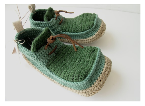 House Shoes with Leather Sole in dusty green - all adult shoe sizes