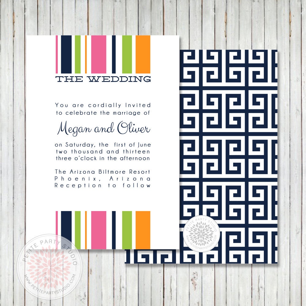 PARTY PRINTABLE - Modern Stripe Wedding Suite - Petite Party Studio