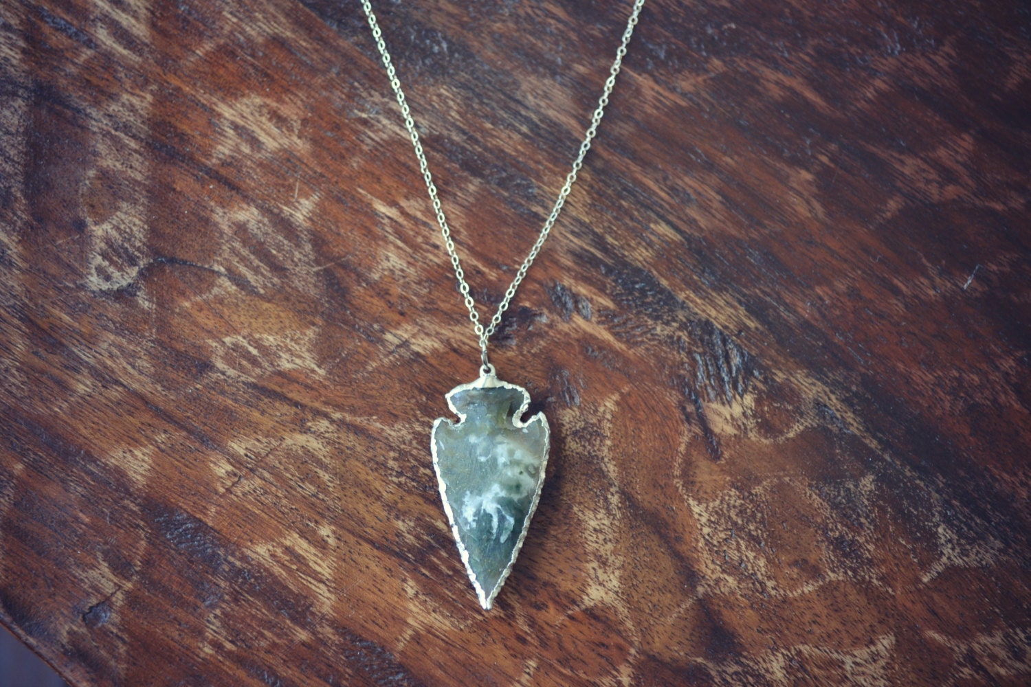 ARROWHEAD NECKLACES /// Electroformed Gemstone Arrowhead /// Silver