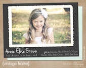LDS Baptism Photo Invitation (Digital or Printed)- "Vintage Frame"
