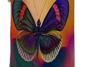 This bag will not ship until June 10th, Butterfly on canvas bag, cosmetic bag with butterfly, butterfly art makeup bag