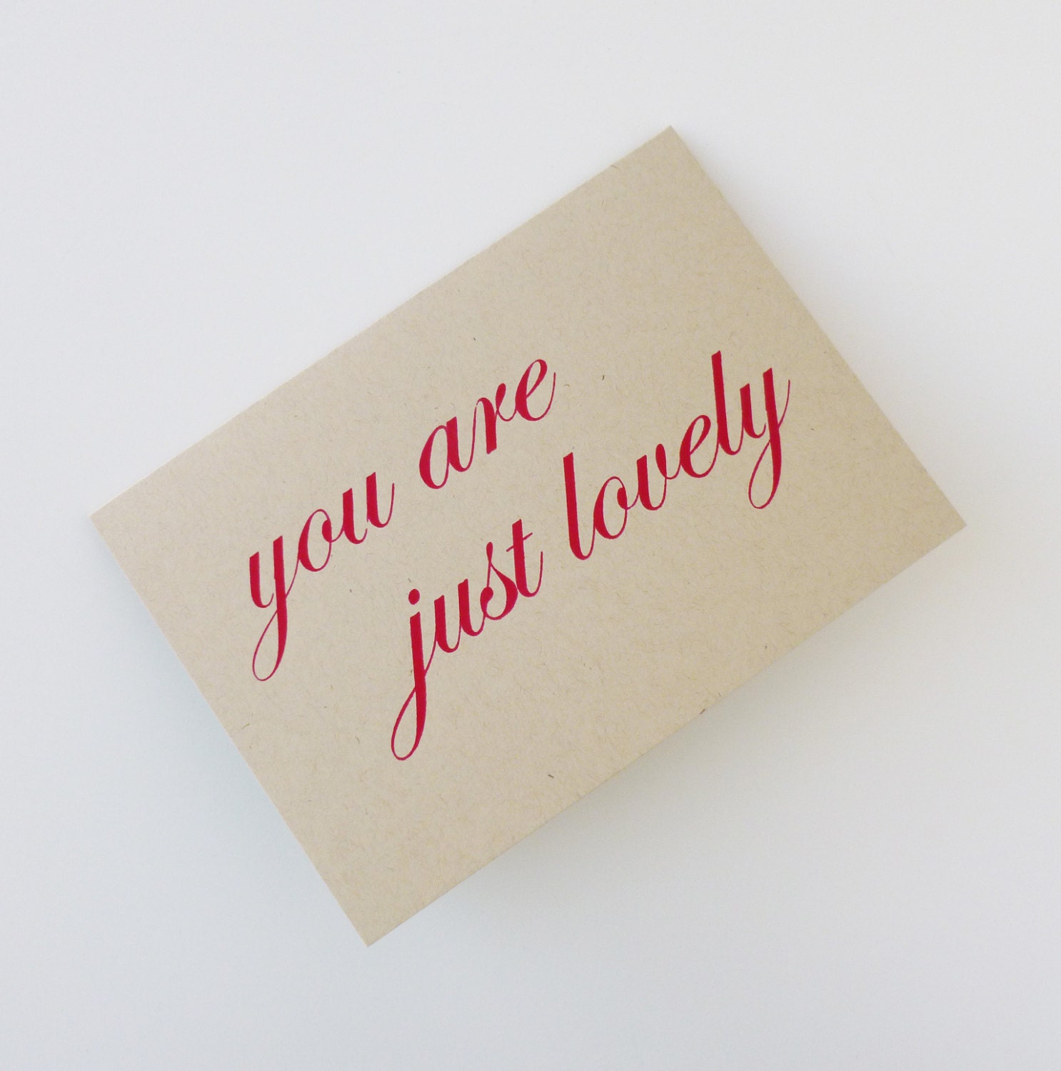You Are Just Lovely Screen Printed Greeting Card - Kraft Paper with White Envelope - Royal Blue