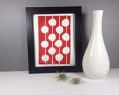 Red and White Polka Dot Art Print linocut -  Light bulbs 8x10 Polka dot