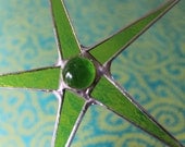 Lime Green Wishing Star-- 6 inch stained glass star