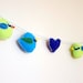Blue Felt Bird Heart garland, stuffed animal Nursery Baby shower Cute kawaii mobil