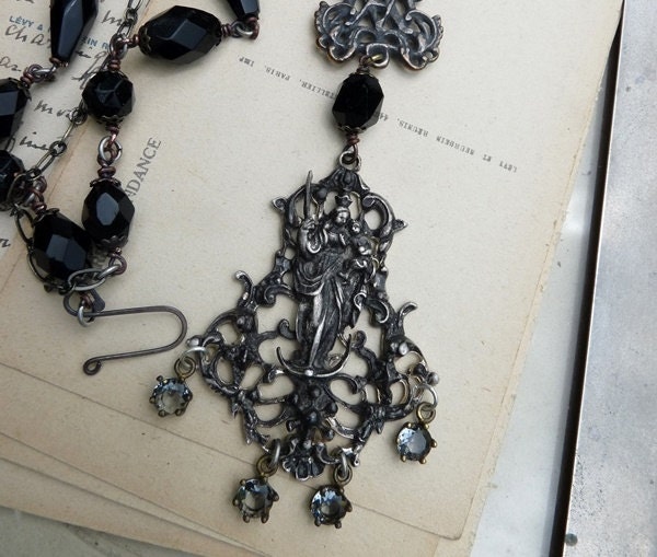 Antique French Virgin Mary Necklace, by RusticGypsyCreations