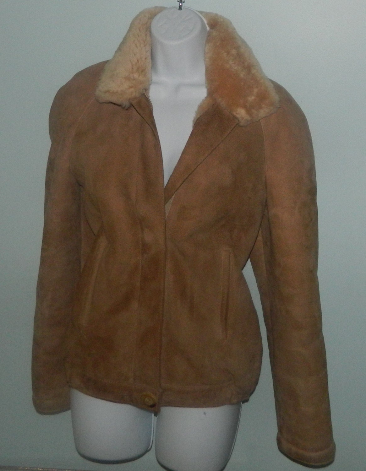 vintage womens sheepskin fur leather suede bomber jacket